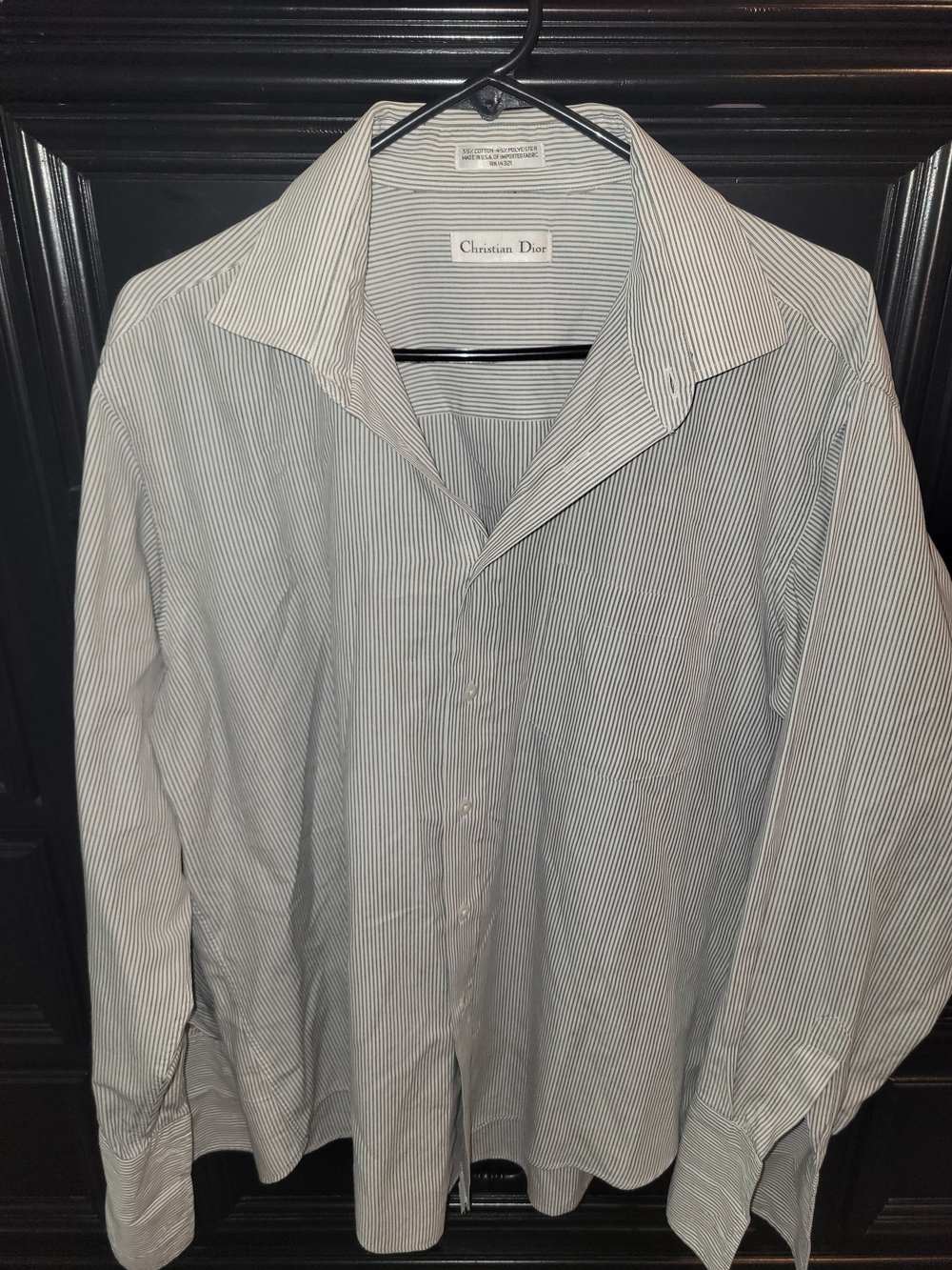Dior Men's White Shirt with Thin Black Stripes